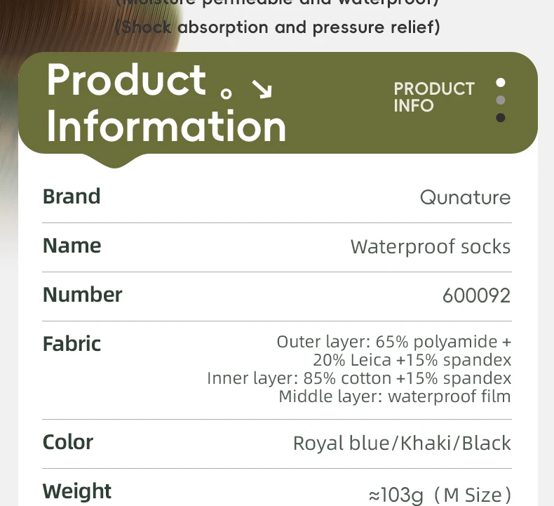 outdoor waterproof socks detail