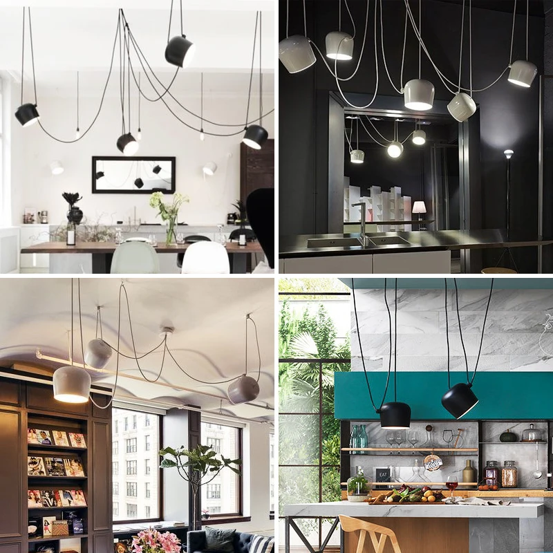 Modern Iron Drum LED Pendant Lights Living Room Decor Lighting Kitchen Diningroom Decor Industrial Office Hanging Light Fixtures 2