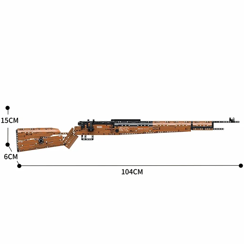 1028PCS Kar98K Building Block Model Can Shoot Heavy Sniper Rifle Assemble Bricks WW2 Weapons Series Kids Wargame Toys Idea Gifts 5