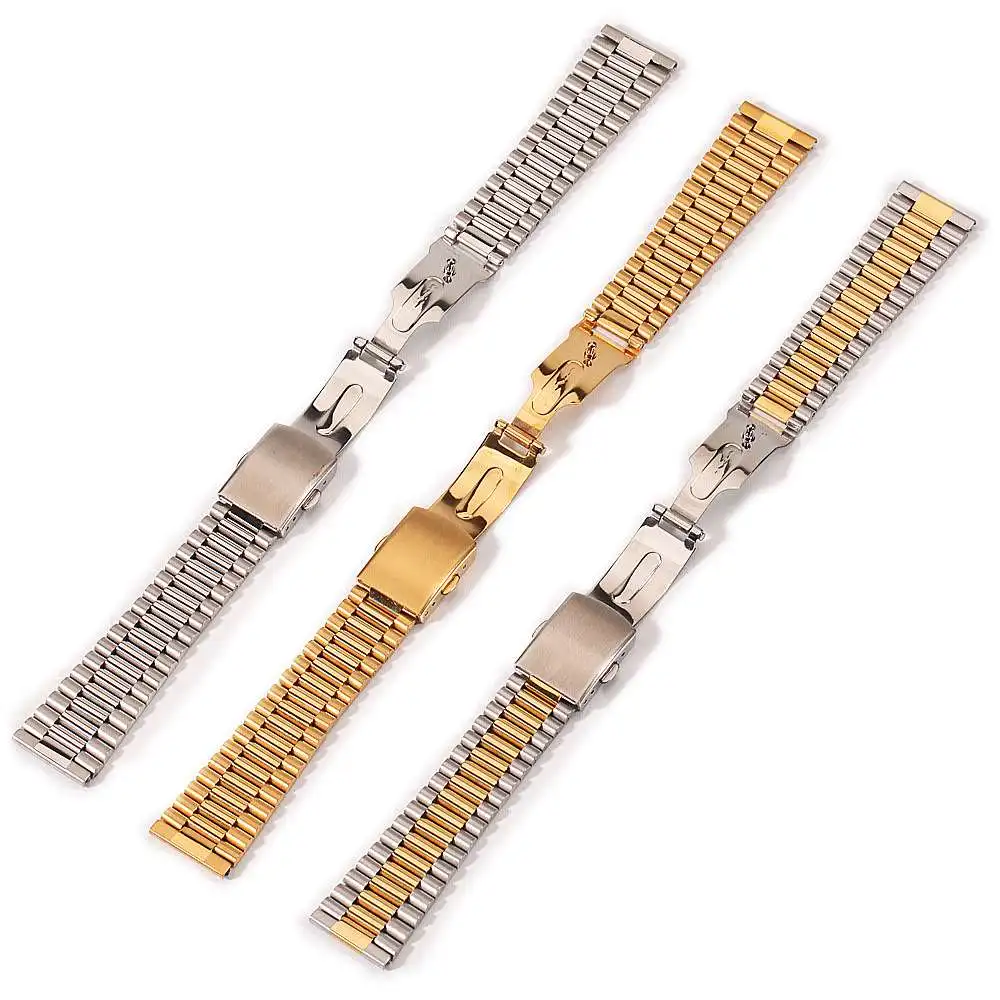 Bracelet De Montre Fixoflex Extensible 19 Mm – Acier Inoxydable Doré – Neuf Sans étiquette