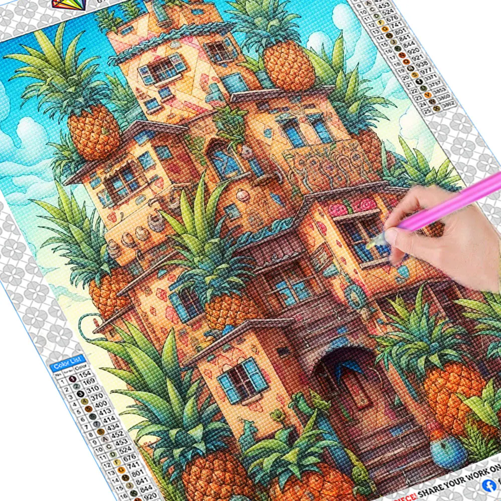 New Diy Diamond Painting Strawberry Houses Diamond Embroidery Building Landscape Mosaic Cross Stitch Kits Home Decoration