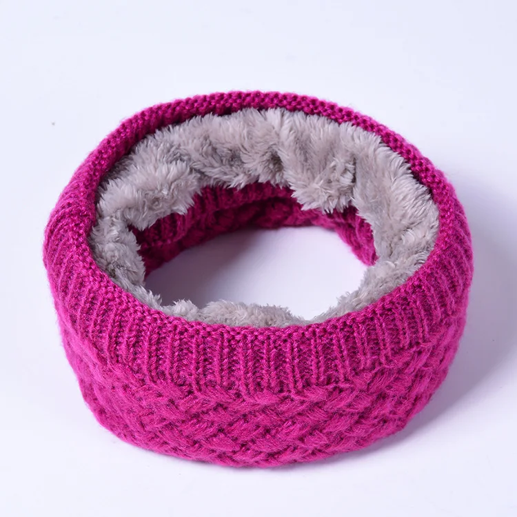 Winter Outdoor Cold-proof Scarf Boys and Girls Warm Knitted Neck Protection Solid-color Wool Plush Thick Neck Cover