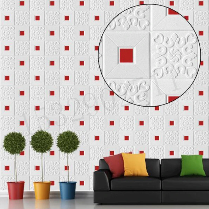 Waterproof 3D Tile Wall Stickers DIY Wallpaper Decorative Foam Wall Wallpaper Kids Living Room Background