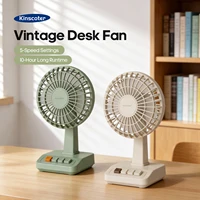 KINSCOTER Ventilateur de bureau vintage 2000mAh 90 °   Mini ventilateur rechargeable inclinable et réglable, 5 vitesses, pour la maison/le bureau/les étudiants/les cadeaux 1