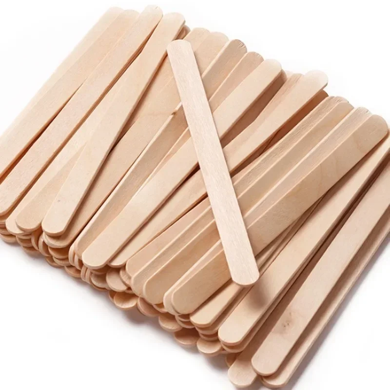 100PCS Disposable Wood Stick Beauty Spatulas Log Hair Removal Wax Coating and Scraping Tool Eyebrow Trimming Wooden Stick 4