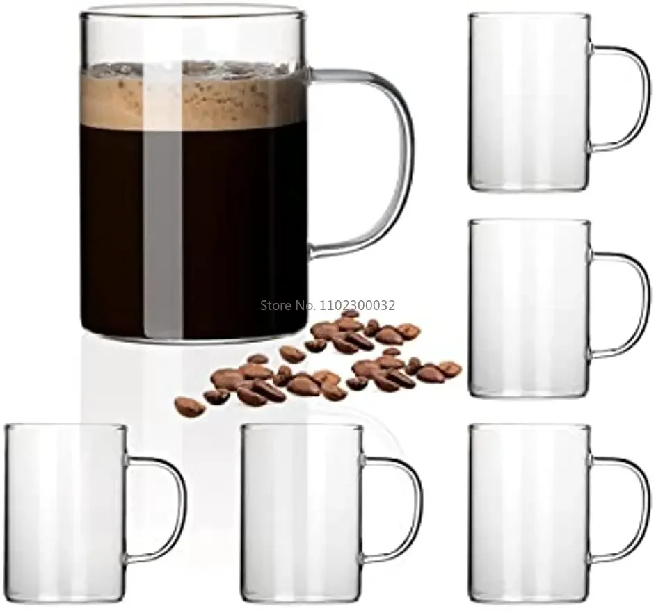Glass Cup Japanese Heat-Resistant Transparent with Handle 1/4/6PCS Home Net Celebrity Ins Drinking Juice Cup Wine Glasses