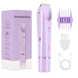 Ladies' Rechargeable Electric Shaver with Detachable Head for Smooth Bikini, Legs, and Underarm Grooming (Purple)