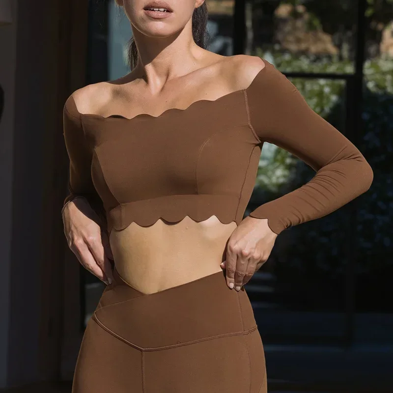 Lace Small Vest Long Sleeve Women with Chest Pad Tight Comfortable Skin-friendly Training Sports Top Running Fitness Yoga Set