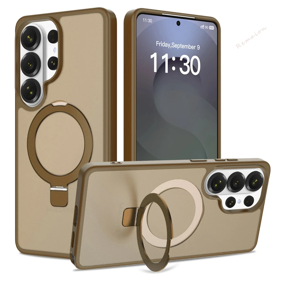 Luxury Matte Magnetic Phone Case with Magsafe and Metal Stand