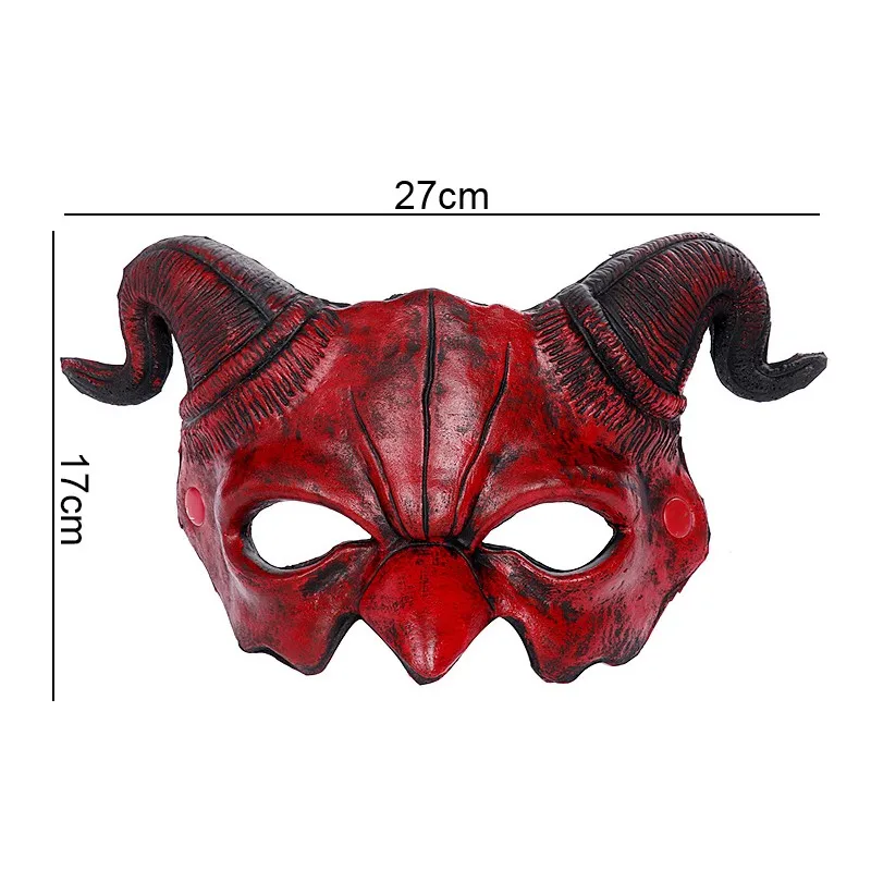 Halloween Devil Demon Half Face Mask with Horns