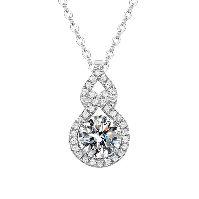 

Женское колье из серебра 925 пробы, с муассанитом 1 карат