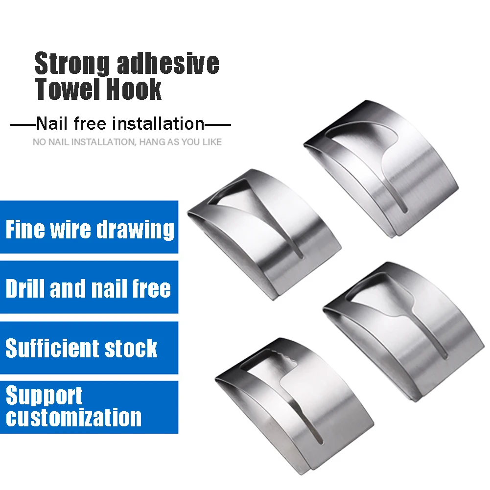 Wall Crochet Towels Self Adhesive Towel Holder Stainless Steel Hooks