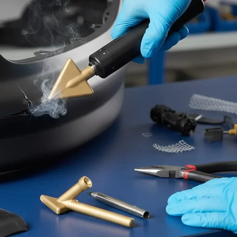 Car Bumper Plastic Repair Tool Kit Electric Soldering Iron Leveling Tip Welding Triangle Copper Head for Auto Bumper Maintenance