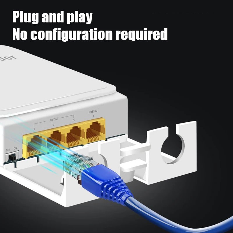 이더넷 PoE 기가비트 확장기 1 in 3 출력 리피터, 3포트 실외 방수, 1000Mbps 전력 및 데이터 전송