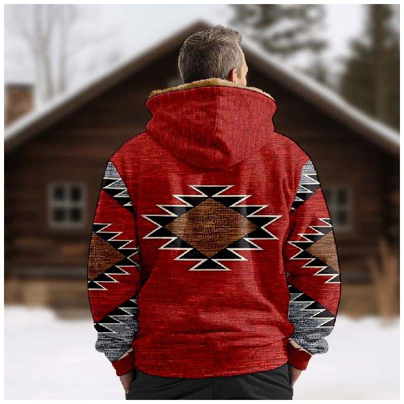 New Totem Italian Cotton Coat Hooded Sweater Casual Print Long Sleeve Zipper Sweater Thick Cotton Coat Autumn and Winter a37