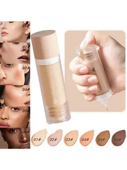 Heallor 40ml Full Cover Liquid Foundation Matte Oil Control Long-Wearing Foundation Makeup Facial Concealer Base Cream Pressed C - Thumbnail 7