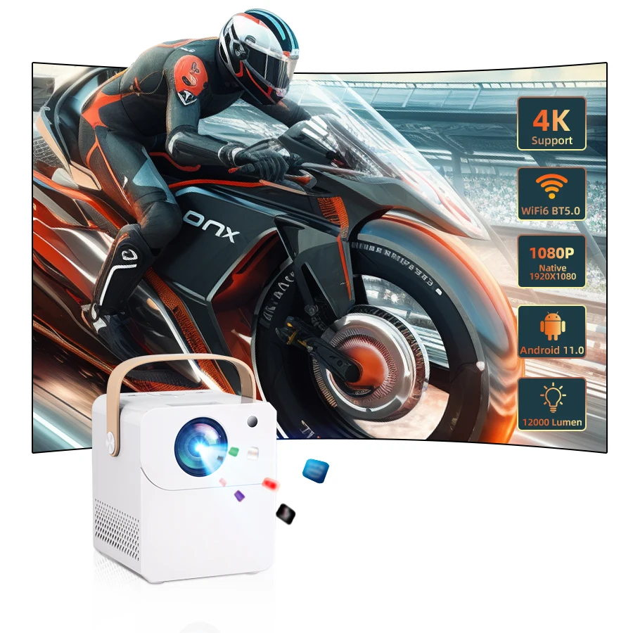 4K Ultra HD Projector Built in Android System 5G WiFi Connection to Phone Screen Projection Compact and Portable