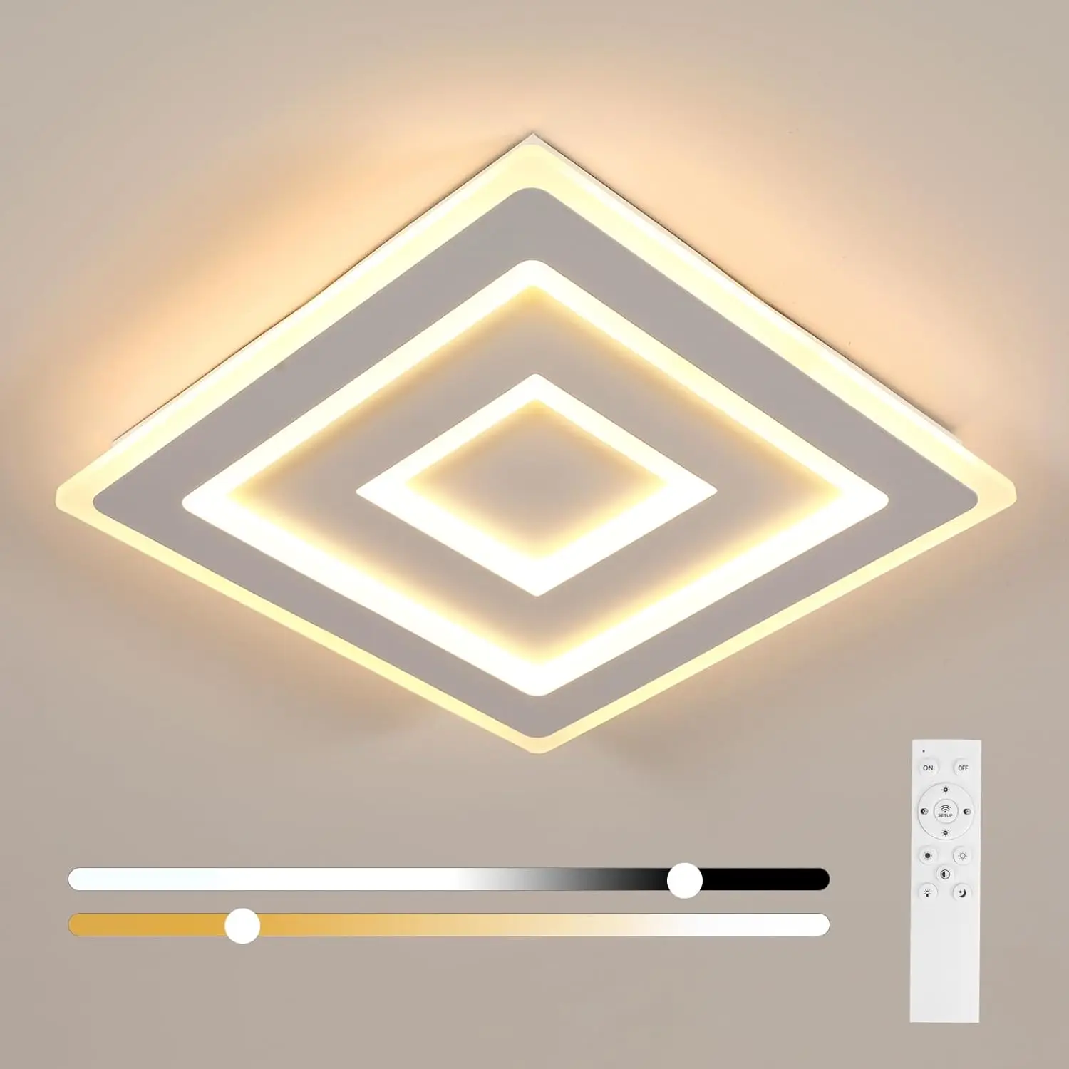 Dimmable LED Ceiling Light,52W 5850LM Modern Ceiling Lamp with Remote Control,3000K-6500K for Living Room,Corridor