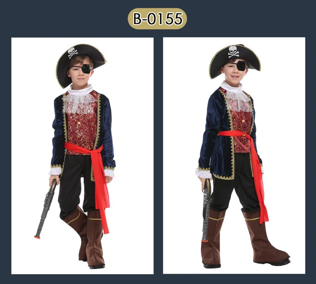 Costume Pirata Bambino 3-12 Anni - Completo Capitano Per Carnevale E Halloween Con Accessori - Foto 7