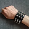 New Mainstream Rock Spiked Rivet Conical Stud Wide Leather Cuff Bracelet For Men And Women Punk Gothic Neutral Bracelet Jewelry 3