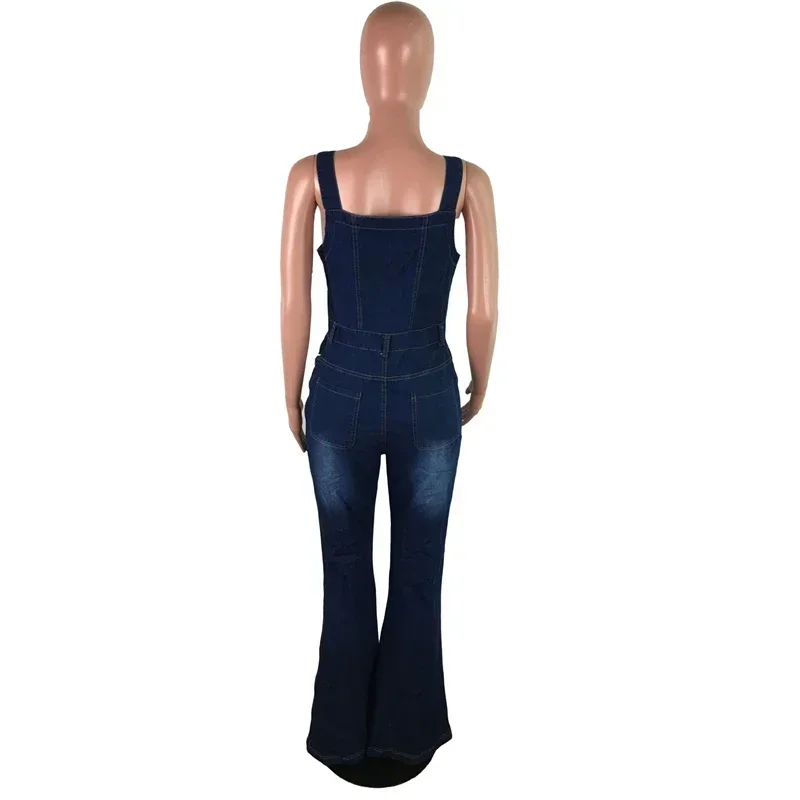 Fashion Sexy Casual Cotton Denim Jumpsuit Women Full Length Long Jeans Jumpsuits Overalls Ropa De Mujer Loose Wide Leg Rompers