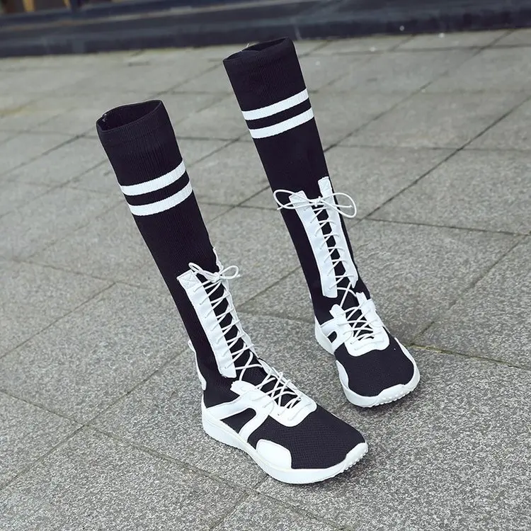 LongBootsforWomenBreathableMeshFemalePlatformSockBootOudoor