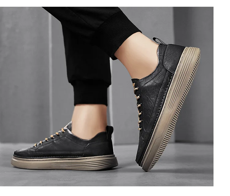 Spring and Autumn New Casual Leather Shoes Men's Trend All-match Sneakers Men's Business Formal British Leather Shoes