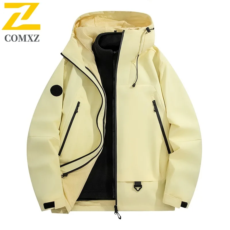 COMXZ Men Autumn New Jacket Premium Hooded Outdoor Adventure Wind Resistant Coat Cozy Stylish Travel Lightweight Jackets