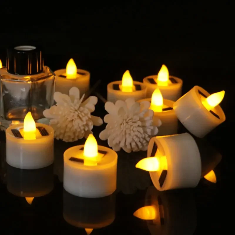 

12PCS Solar Flameless LED Candles Fake Flickering Tea Lights Outdoor Garden Light Romantic Wedding Party Decoration