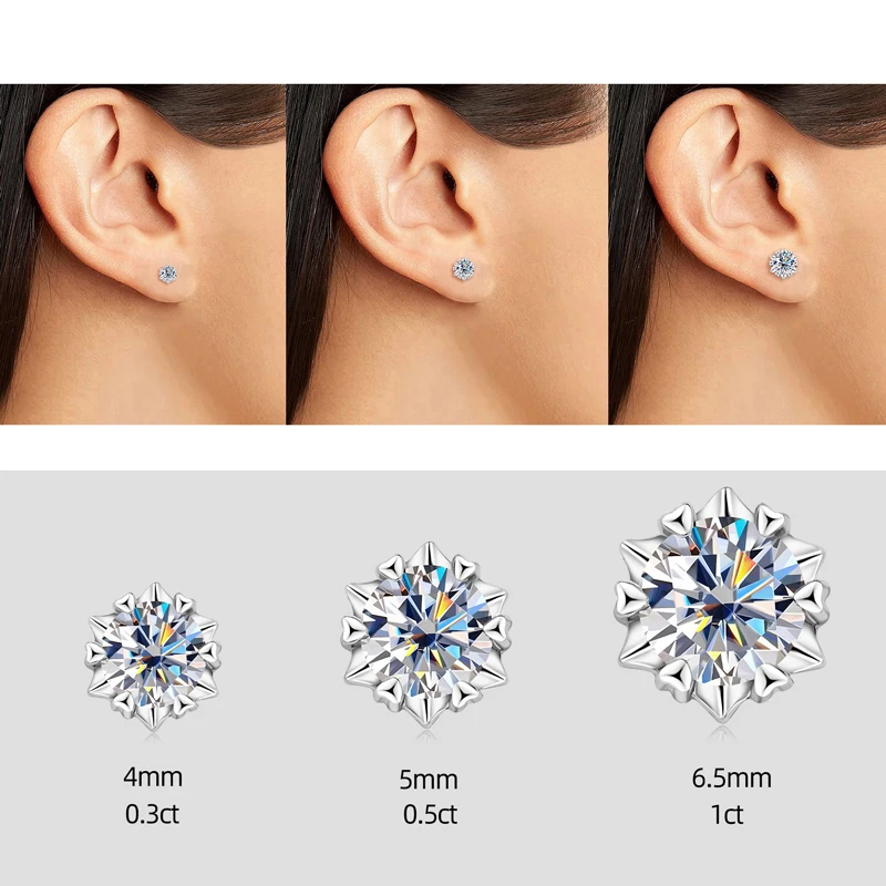 IOGOU Real Moissanite Stud Earrings