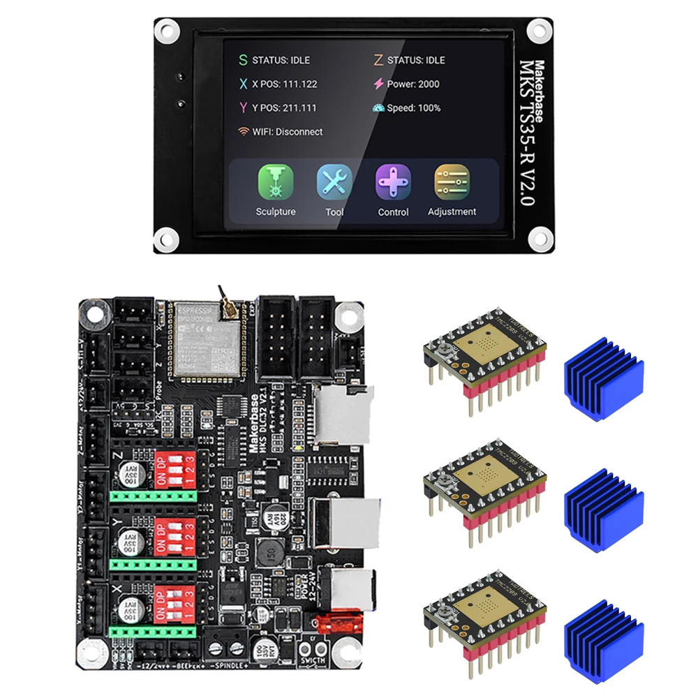 Controle Offline Cnc Máquina de Gravação a Laser Placa-mãe Mks Ts24 Ts35-r Lcd Touch Screen Mks Dlc32 V2.1 Wifi Esp32