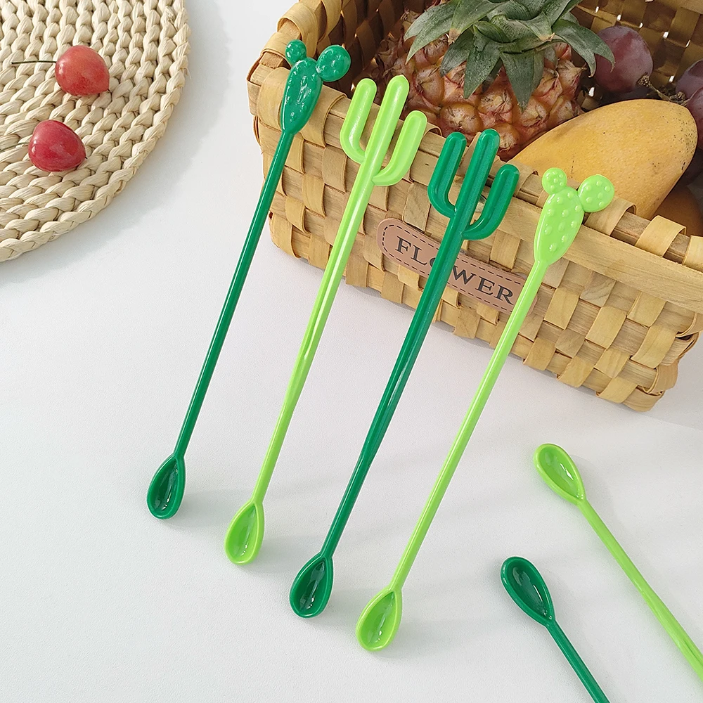 Reusable Green Cactus/rose Red Flamingo Mixer Spoon Stirring Stick