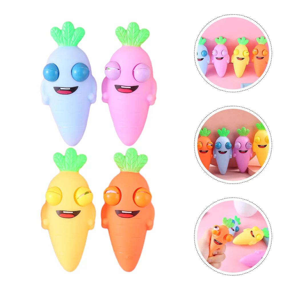 

5 Pcs Carrot Pinch Fun Decompression Toy Compact Squeeze Toys Food Telescopic Cartoon Tpr