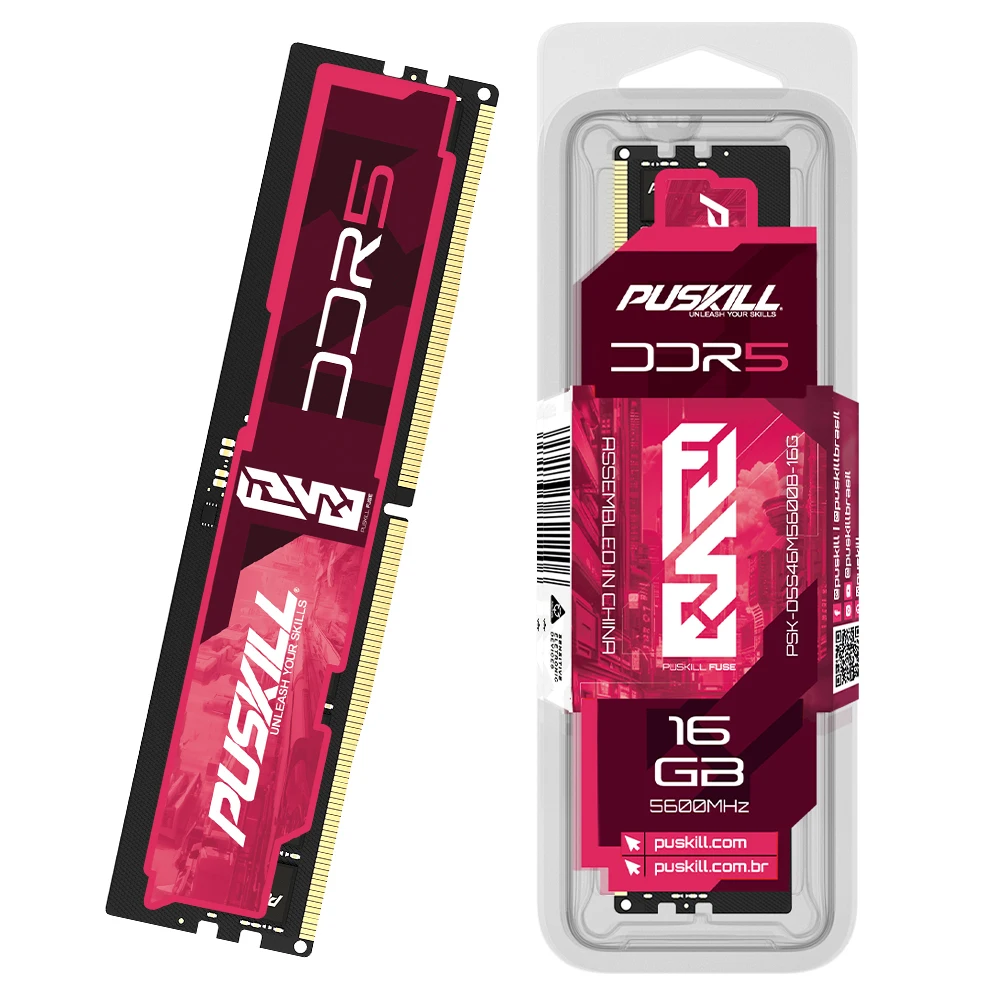 Desktop RAM Memory PUSKILL FUSE DDR5 32GB 16GB 8GB 1.1V 4800MHz 5600MHz PC5 288-PIN UDIMM