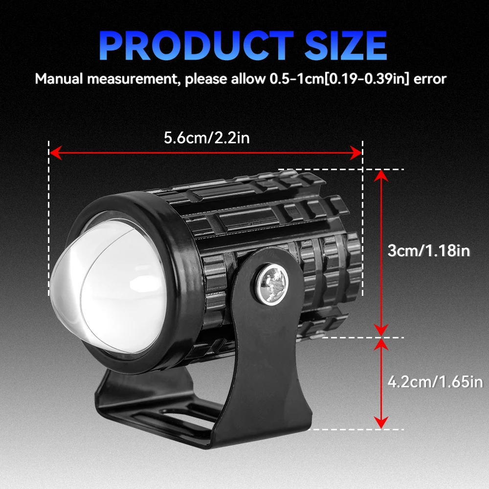 Motorcycle Headlight Led Spotlight Mini Driving Light 12V Hi/Lo Dual Color ATV Scooter Auxiliary