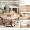 31.5" Round Coffee Table, 2-Tier Coffee Tables for Living Room, Small Wood Coffee Table with Storage, Modern Accent Center Table 4