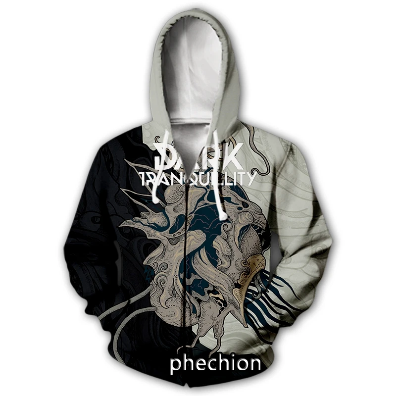 

phechion New Men/Women Dark Tranquillity Band 3D Printed Casual Zipper Hoodies Fashion Men Loose Sporting Zip Up Hoodies J56