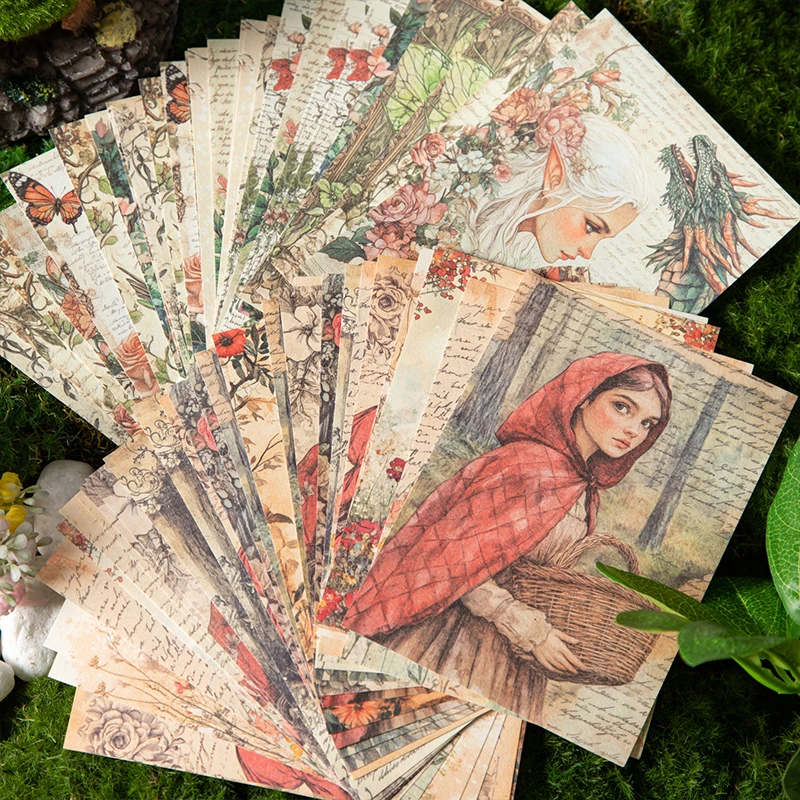 Journal GO 30pcs Fairy Tale Lady Vintage Scrapbooking Material Paper Journaling Planner Diary Background Decorative Paper 4