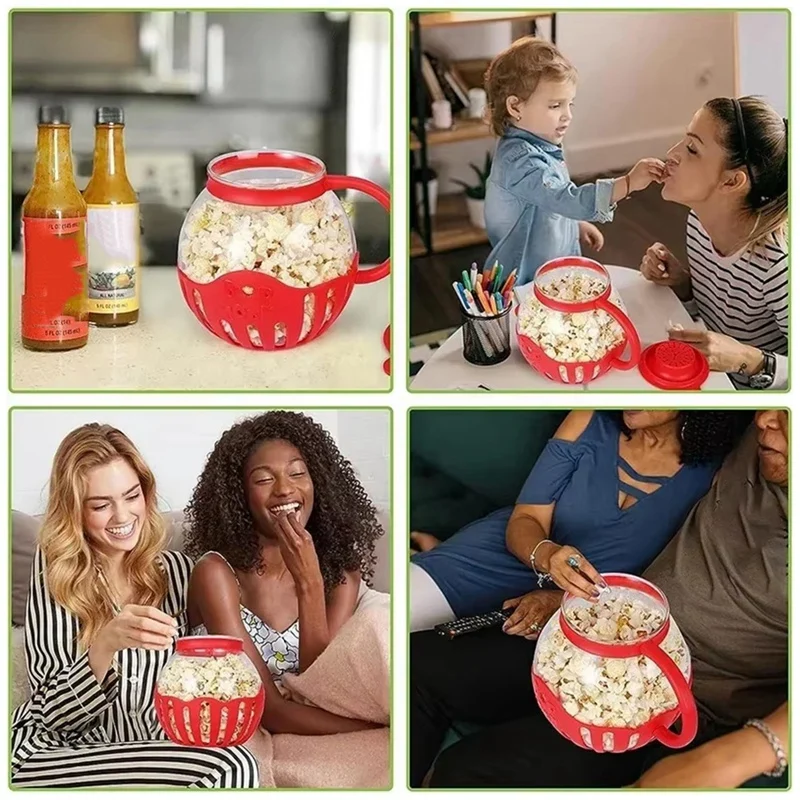Microwave Popcorn Maker Bucket Microwave Bowl Mini Machine Safe Silicone Lid Popcorn Maker 3