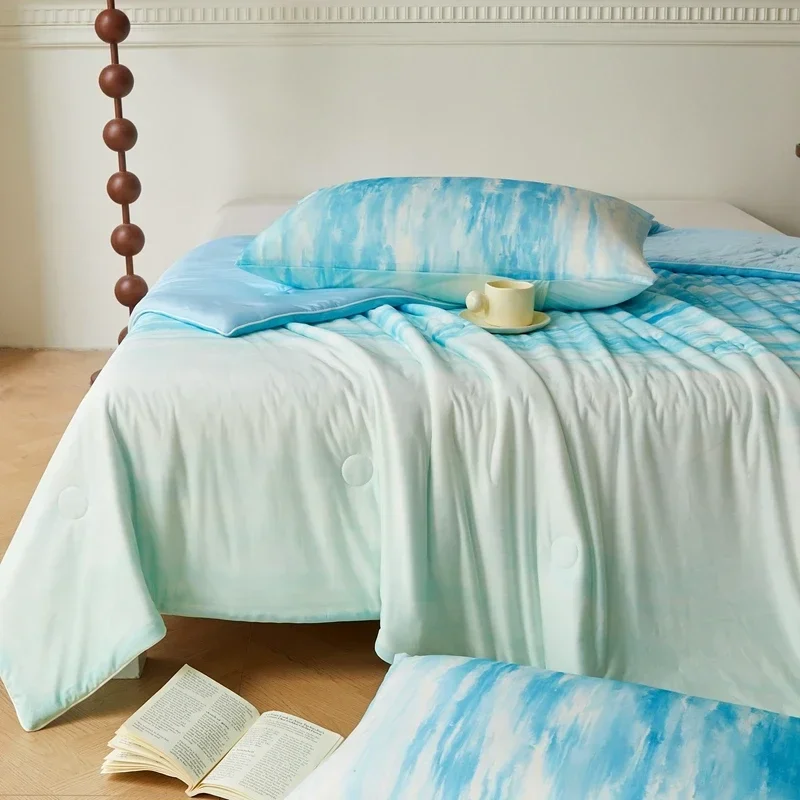 

Blue Quilt for Summer Cooling Patchwork Bedspread for Beds Single/Queen Summer Blankets /Duvet without pillowcase