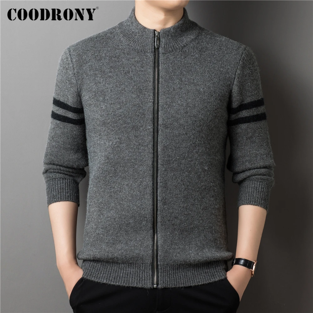 

COODRONY Brand Thick Warm Zipper Sweater Cardigan Men Clothing Autumn Winter New Arrival Solid Color Casual Sweatercoat Z2016