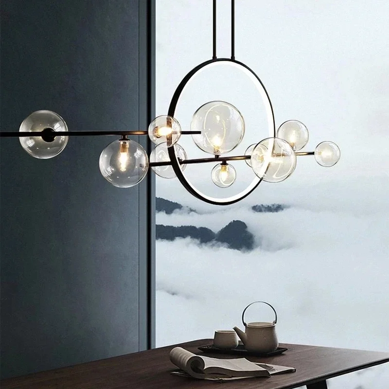 

Modern LED Ceiling Chandelier for Dining Room Living Room Ring Hanging Lights Glass G9 Sockets Indoor Home Light Fixtures