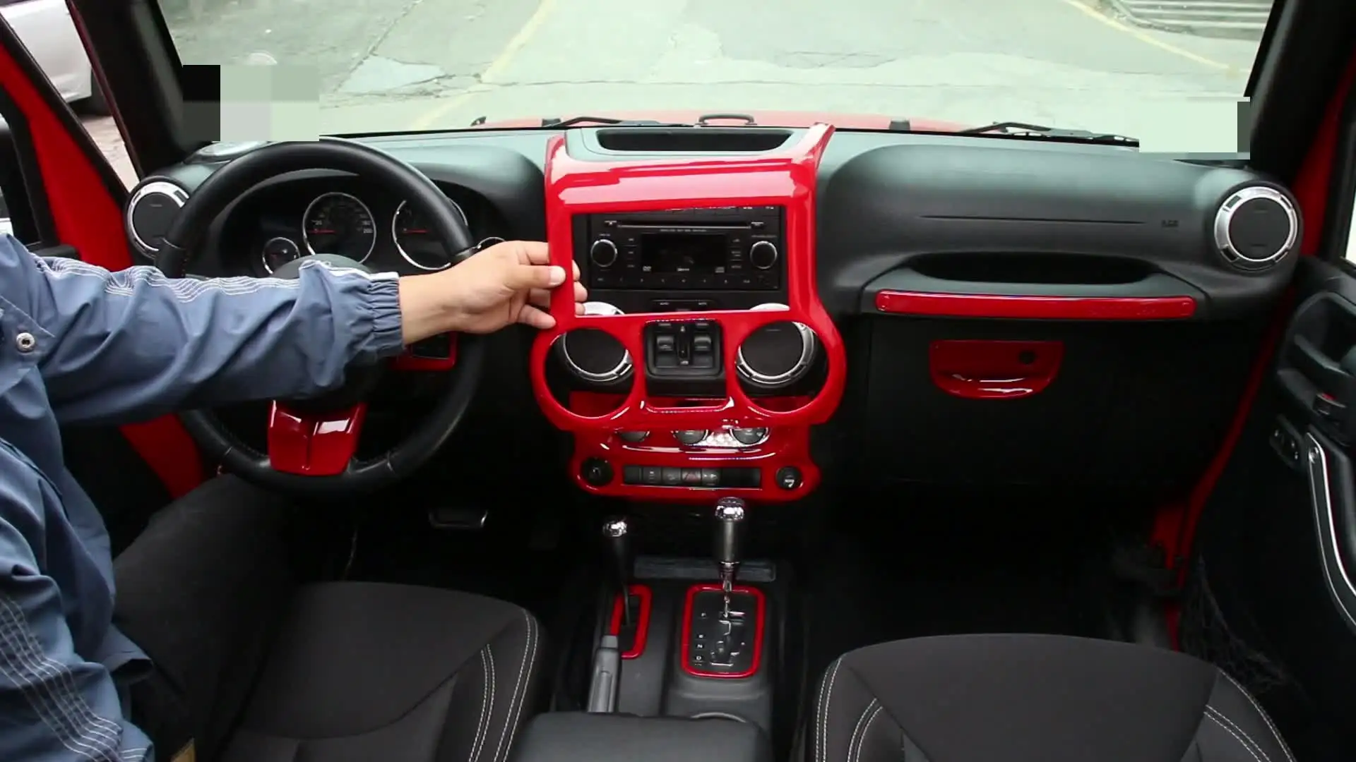 SHINEKA Czerwona Osłona Dekoracyjna Centralnej Konsoli Samochodowej do Jeep Wrangler JK 2007 2008 2009 2010 2011 2012 2013 2014 2015 2016 2017