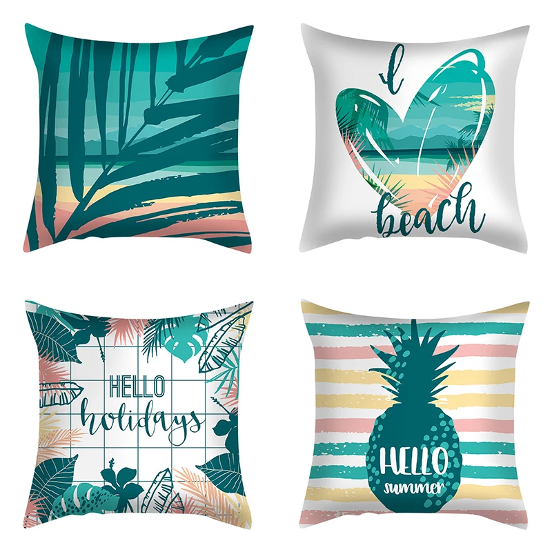 

Summer beach Scenery Cushion cover turquoise Pillowcase Polyester sofa Chair Waist hold Modern Home decor 45x45cm