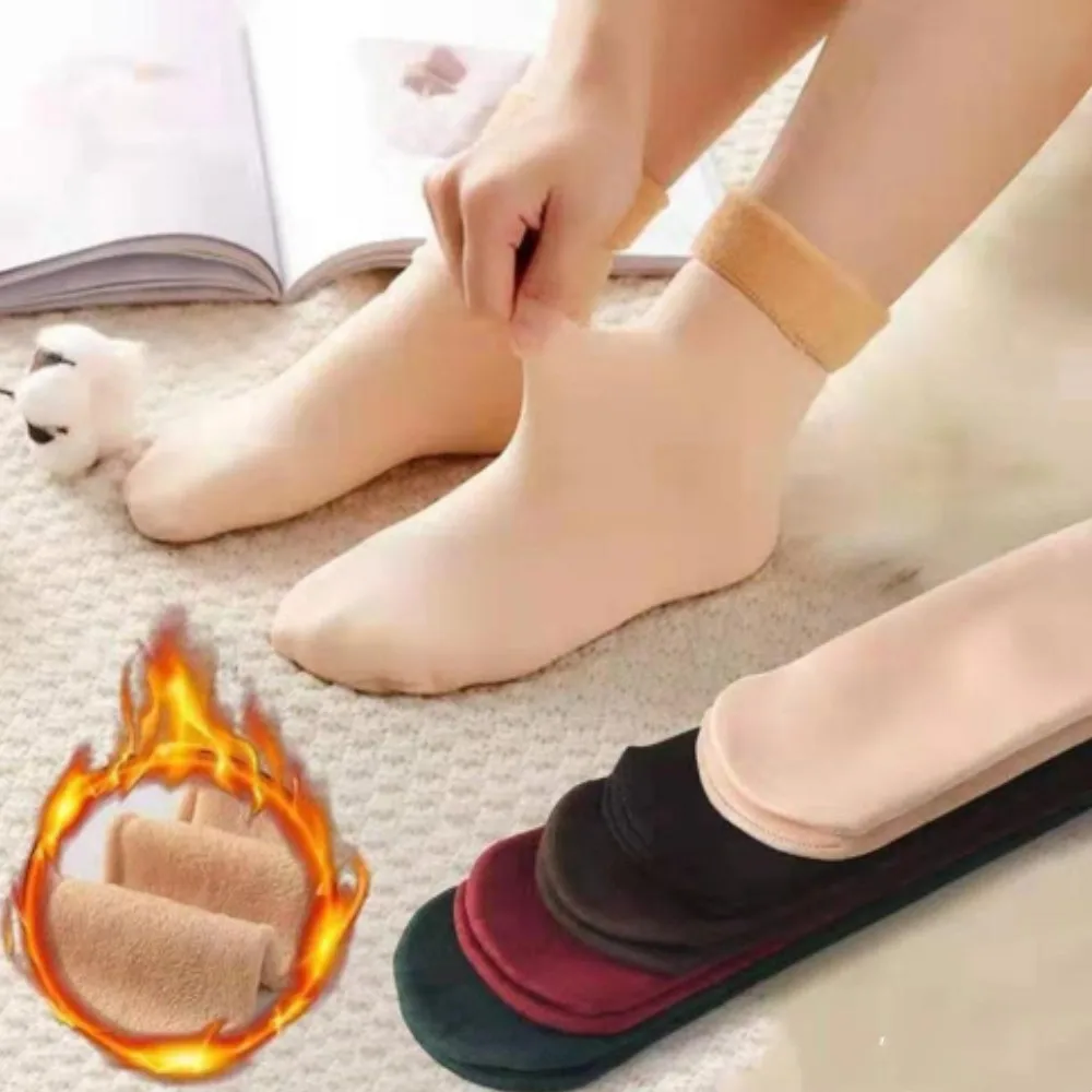 

1 пара плюшевых носков, женские осенне-зимние Бархатные Теплые утепленные теплые носки для пола, шерстяные кашемировые домашние теплые носки для снега