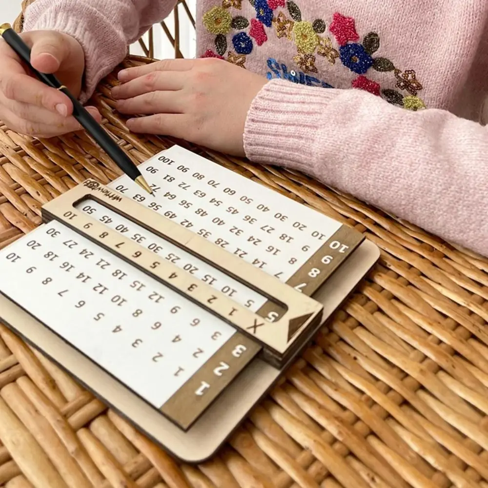 Wooden Slidable Multiplication Table Teaching Tool Learn Educational Toys Montessori Multiplication Board Wear-resistant Durable