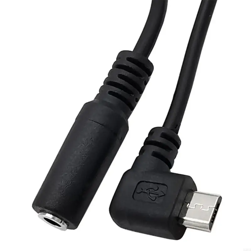   검정색 마이크로 USB 남성 - 3.5mm 헤드폰 이어폰 어댑터 소켓 와이어 케이블