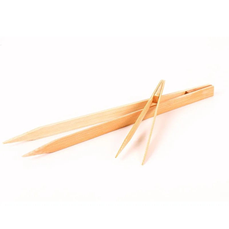 30Pcs Wooden Tea Clip Natural Bamboo Tweezers Gold Foil Kitchen Salad Food Toast Tong Cooking Bread Tea Dustproof Bamboo Clips bamboo tea accessories bamboo tongs