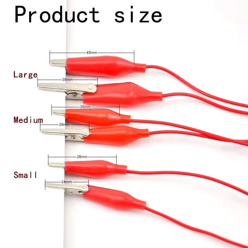 Alligator Clips 10pcs Colorful Electric DIY Small Battery Power Cord Sheath Double Head Test Clamp 28mm 35mm 45mm 50cm