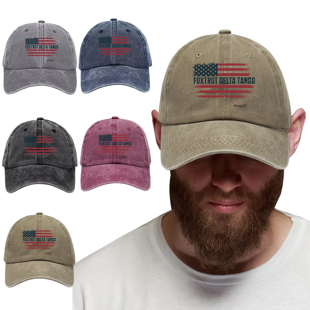 US Flag Baseball Hat Breathable Adjustable Dad Hat Comfortable Washed Cotton Trucker Foxtrot Delta Tango for Men Women